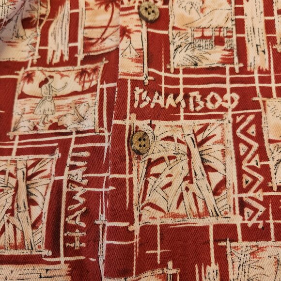 Tommy Bahama, Men's, red & white Hawaiian aloha shirt, silk, XXL, button, 2xl - Picture 3 of 8